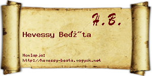 Hevessy Beáta névjegykártya